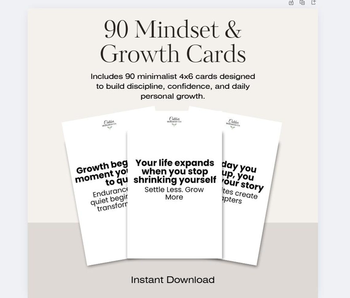 90 Mindset & Motivation Cards | Printable 4x6 Affirmation Deck ...