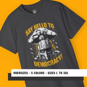 Camiseta Super Nuke Democracy, Camiseta Galaxy Defender, Presente engraçado para gamers Sweet Liberty, Camiseta de soldado espacial de ficção científica, Arte para jogos cooperativos, Derramamento de óleo