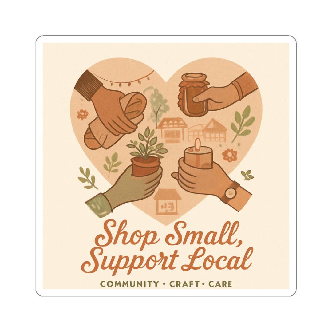 Shop Small Support Local Vinyl Sticker | Retro Heart Design - Etsy