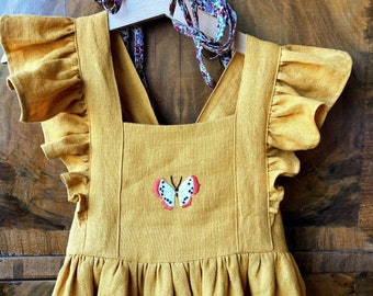 Harvest Gold Linen Pinafore Size 4