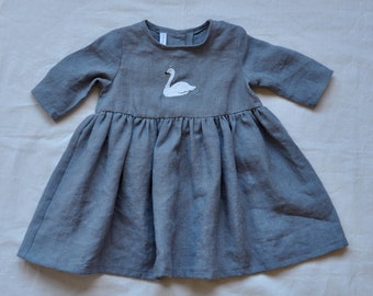 Baby Girls Long Sleeve Linen Dress 3-6 month size