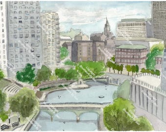 Providence, RI Art Print 'View from the Mall'