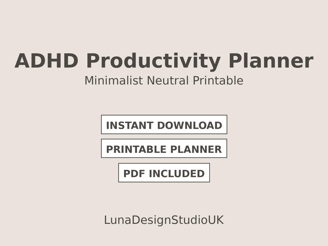 Minimalist ADHD Planner Printable | ADHD Daily Planner | Productivity ...
