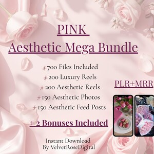 Pink Aesthetic Mega Bundle | 700+ Viral Reels & Photos | Faceless Content Pack | Social Media Templates | PLR + MRR | Canva Download