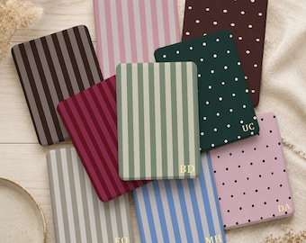 Personalized Retro Stripe Kindle Case, Polka Dot Magnetic Clear Back Cover, Paperwhite 12th 7, Kindle 2024, Book Lover Gift