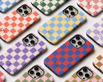 Personalized Striped MagSafe Phone Case, Custom Initials Monogram Case for iPhone 17 16 15 14 13 12 Pro Max Samsung S25 S24 Ultra