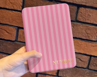 Pink Stripes Kindle Case, Paperwhite & Kobo Clara Cover, Personalizable