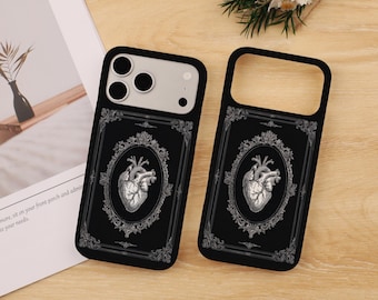 Gothic Heart Magsafe Phone Case, Vintage Anatomical Heart iPhone 17 16 15 Case, Dark Aesthetic Samsung S25 Ultra Cover, Gothic Gift