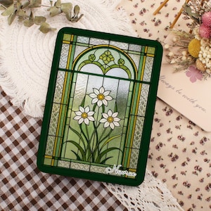 Stained Glass Kindle Case, Daisy Floral Cottagecore Cover for Paperwhite 12th 7", 11th 6.8", Colorsoft, Kobo Gift