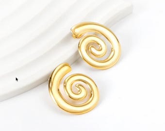 Pendientes de acero inoxidable en espiral – Pendientes ligeros para uso diario