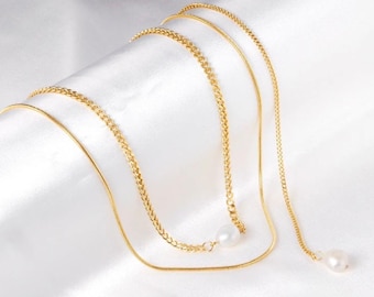 Multi-Stranded Necklace with a pearl
