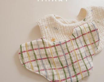 Baby Bib Set of 2, Organic Cotton Drool Bibs, Soft Absorbent Bibs, Neutral Baby Essentials, Baby Shower Gift