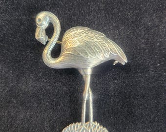 Spilla a forma di fenicottero in argento sterling