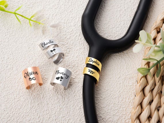 Personalized Engraved Stethoscope ID Tag, Nurse Gift, RN Gift for Her, Stethoscope Name Tag, Custom Name Badge, Medical Student Gift