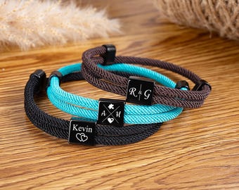 Custom Engraved Initial Bracelets, Personalized Bracelet For Couple, Stainless Steel Men's Bracelet, Friendship Bracelet, Boyfriend Gift