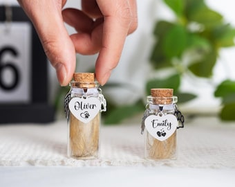 Pot souvenir personnalisé en poils d'animal de compagnie, bouteille en verre commémorative, cadeau commémoratif personnalisé pour animal de compagnie
