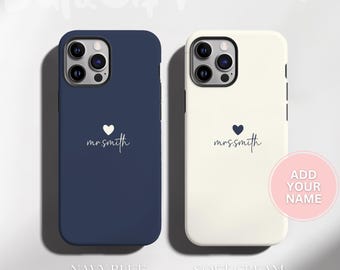 Matching Couples Phone Case Minimalist Heart Phone Case for iPhone 17 16 15 14 13 Pro Max Mini Plus Samsung S24 S23 S22 Matte Phone Case