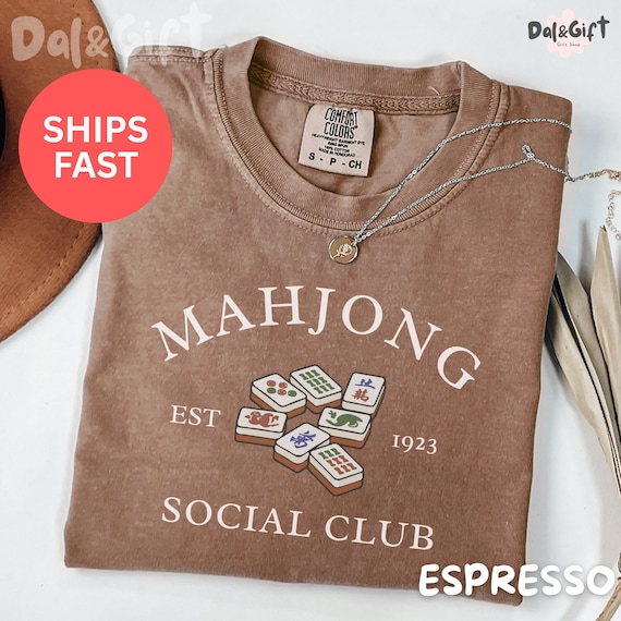 Mahjong Social Club Tee Est 1923 Vintage Tile Game Shirt, Comfort Colors Cute Game Night Top, Soft T-shirt Mahjong Gift for Her
