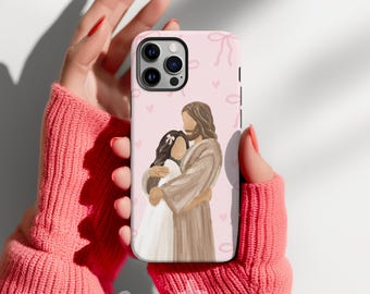 Heart-Shaped Bow Hug Christian Phone Case Isaiah 41 Bible Verse Minimalist Neutral iPhone 17 Samsung Galaxy Tough Case Cover