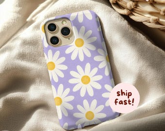 White Daisy Simple Cute Phone Case Tough Cover for iPhone 17 16 15 14 13 12 Pro, iPhone Air/16e, 16 Plus/Pro Max, iPhone 13 12 Mini,XS XR SE