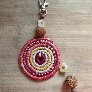 Gurru key ring - handwoven raffia key ring