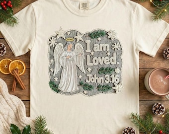 Haft sztuczny Jestem kochany Jan 3:16 Anioł PNG, chrześcijańskie wzory sublimacji