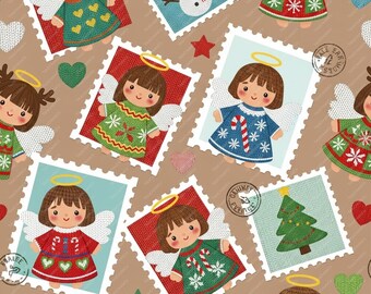 Wzór na dziergany świąteczny znaczek: Kawaii Anioł i Bałwan (do pobrania w wersji cyfrowej)