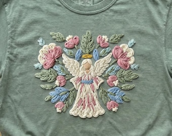 Sztuczny haft anioła PNG, projekt sublimacji z włóczki, grafika w stylu boho do pokoju dziecięcego