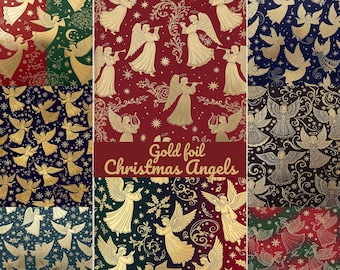 Złoty papier cyfrowy z motywem anioła bożonarodzeniowego, luksusowy czerwony, zielony, niebieski, strony dziennika śmieci, album ze zdjęciami