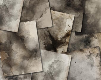 Mistyczne strony dziennika dymu, rozpryski atramentu, cyfrowy papier, gotyckie, klimatyczne tła, akwarelowe efemerydy