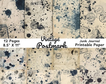 Zestaw do druku starych znaczków pocztowych ze znaczkami pocztowymi, grunge'owe pamiątki, stare znaczki pocztowe