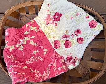 Handmade Quilted Floral Lounge Shorts: Upcycled Patchwork Comfort (waist 34/35in”)