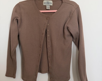Vintage B. Moss Brown Ribbed Cardigan Sweater – Women's Small