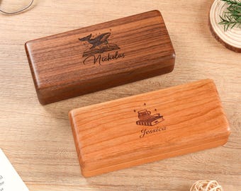 Personalized Wooden Glasses Case – Custom Engraved Eyeglass Case, Gift for Him