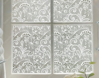 花柄レースウィンドウフィルム、装飾用プライバシーステッカー、静電気吸着ステッカー、非粘着性再利用可能