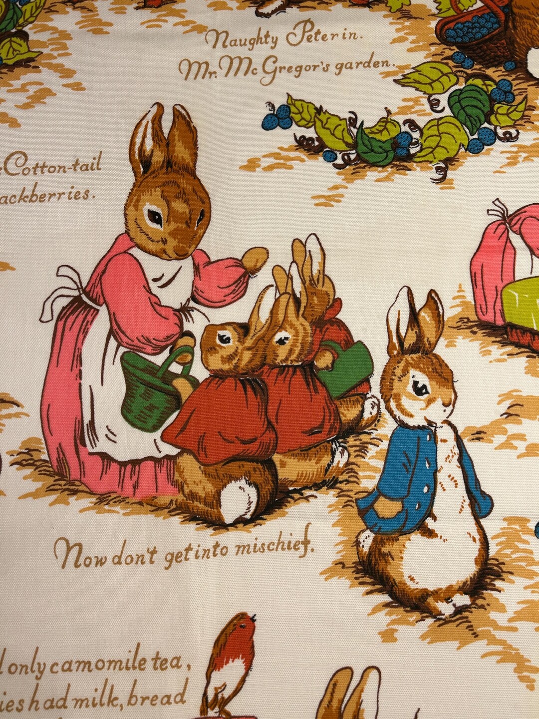 Peter Rabbit Screen Beatrix Potter PETER RABBIT Pre-shrunk Cotton Fabric, Riverdale Screen ...
