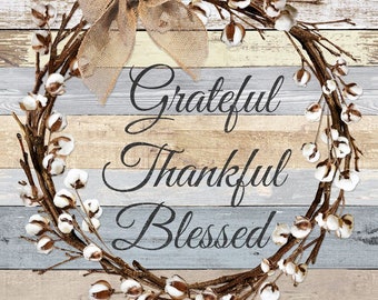 Cotton Fabric Panel "Grateful, Thankful, & Blessed"  from Timeless Treasures to Sew or Quilt, 23" x 44"