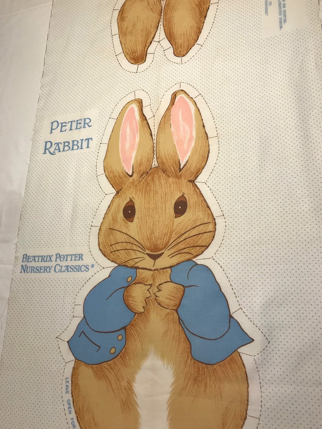 Peter Rabbit Pillow Stuffed Animal Fabric Panel by Beatrix Potter
