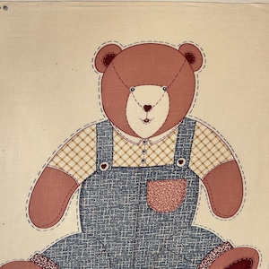 Vintage Teddy Bear &quot;Country Classics Patchwork Bear&quot; by Ameritex, Cotton Cut & Sew Fabric Panel, Stuffed Doll/ Pillow, Rare