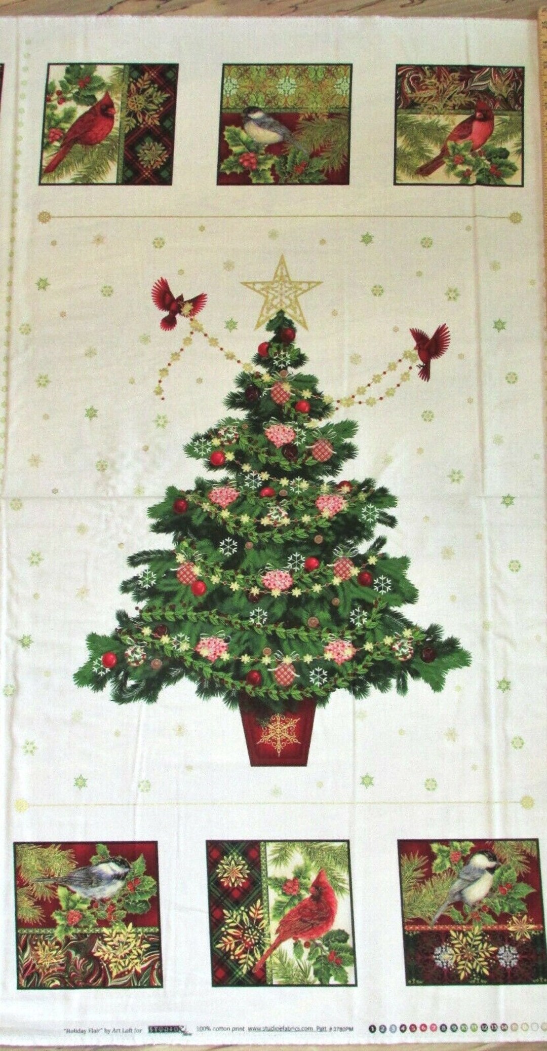 Christmas Tree Fabric Panel, HOLIDAY FLAIR by Art Loft for Studio E