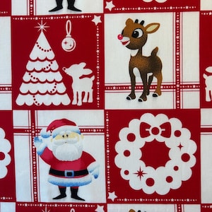 Rudolph the Red Nosed Reindeer Christmas Fabric by VIP Cranston Fabrics, 36&quot; x 44&quot;, Cotton, Rare, Out of Print