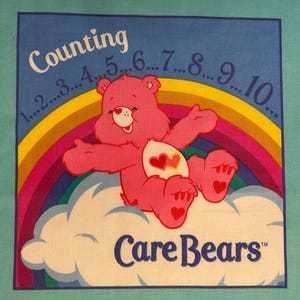 CARE BEARS COUNTING Book Fabric Panel, Cut & Sew  Rare, 2007