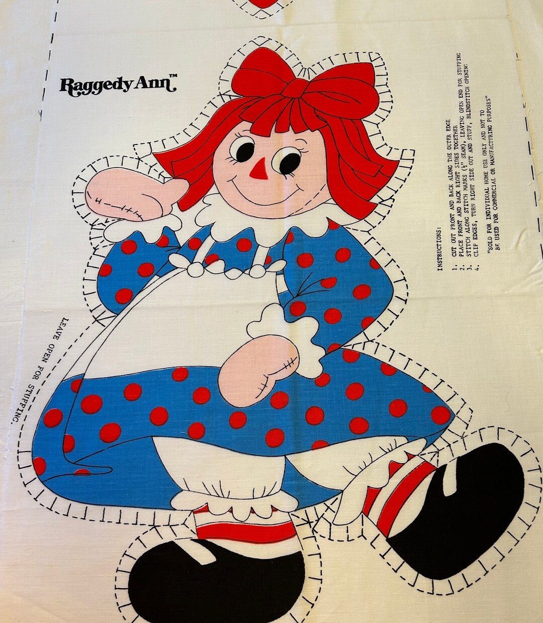 Raggedy Ann 20" Doll Cut & Sew Fabric Panel, Spring Mills, #167 ...
