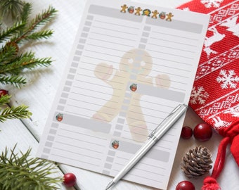 Christmas Planner To Do List, Christmas Grocery List, Gingerbread Man, Cookie List, Digital File