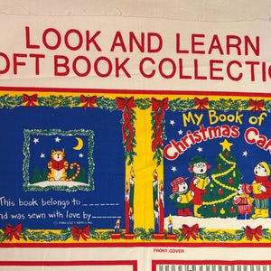 Christmas Fabric Book Panel, “My Book of Christmas Carols” Look and Learn Soft Book Collection, Cut & Sew, Vintage, Princess Fabrics, Rare