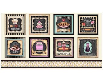 HOME SWEET HOME Cotton Fabric Panel by Dan Morris for Quilting Treasures, 2017, Kitchen, Homemade Desserts Fabric, to Sew or Quilt, Rare