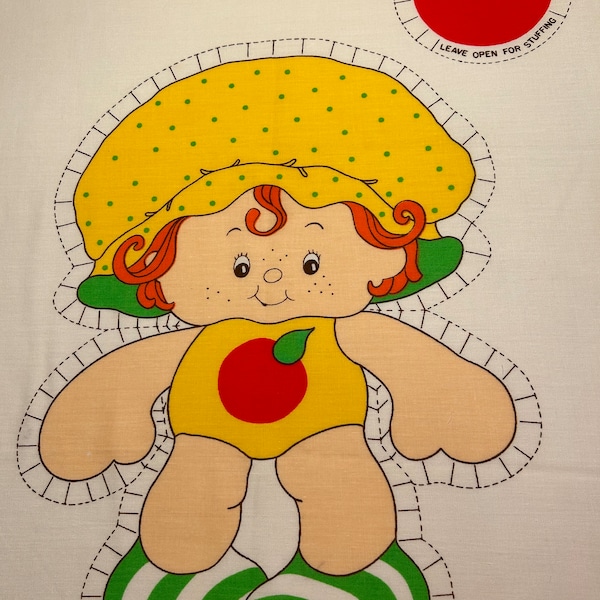 Apple Dumplin' Strawberry Shortcake Doll/Pillow Fabric Panel, Cut & Sew, 15" Tall, Springs Mills, American Greetings, 1981, Rare