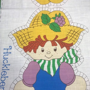 Vintage Huckleberry Pie 20" Pillow Doll Fabric Panel, Cut & Sew, Strawberry Shortcake Series, 1980
