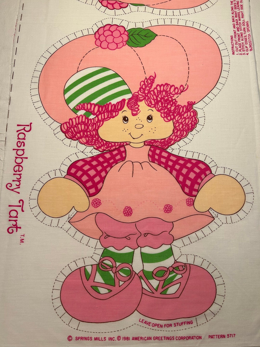Vintage raspberry Tart Cut & Sew Doll/ Pillow, From Strawberry ...