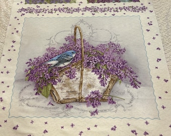 シナリー　ブルー2つ　りじ様 Bloomerang Cotton Lilac Fabric Panel #962P-05 by Jane Shasky